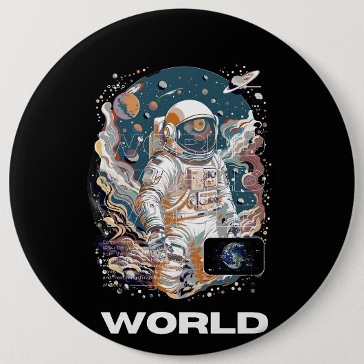 Wereld Astronaut ontwerp Ronde Button 6,0 Cm (Voorkant)