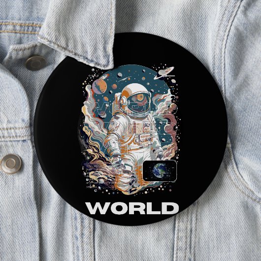 Wereld Astronaut ontwerp Ronde Button 6,0 Cm (In situ)