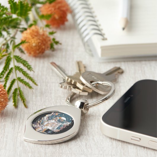 Wereld Astronaut ontwerp Sleutelhanger (Zijkant)