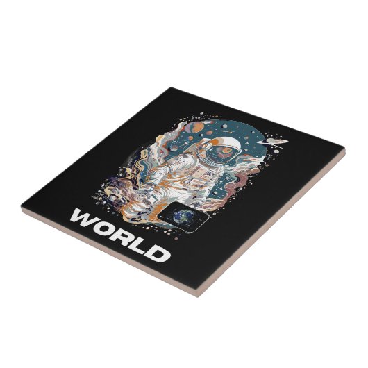 Wereld Astronaut ontwerp Tegeltje (Zijkant)