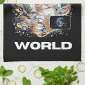 Wereld Astronaut ontwerp Theedoek (Gevouwen)