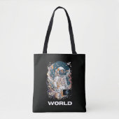 Wereld Astronaut ontwerp Tote Bag (Voorkant)