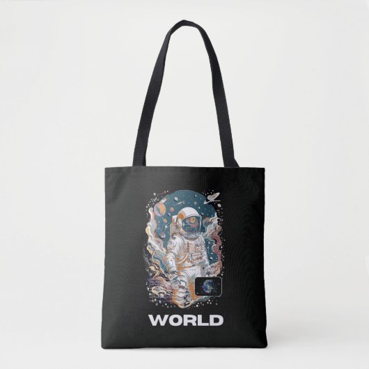 Wereld Astronaut ontwerp Tote Bag (Voorkant)