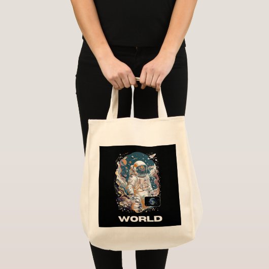 Wereld Astronaut ontwerp Tote Bag (Voorkant (product))