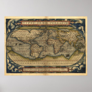 Wereld Atlas Antiek kaart Afdrukken Poster