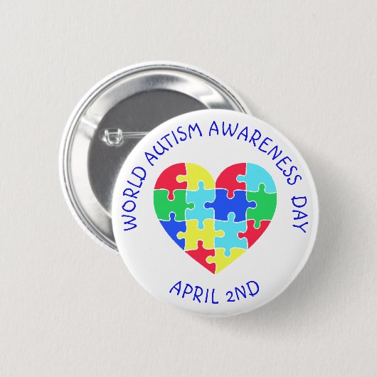 Wereld Autisme Bewustzijn Dag 2 april Button (Voorkant /achterkant)