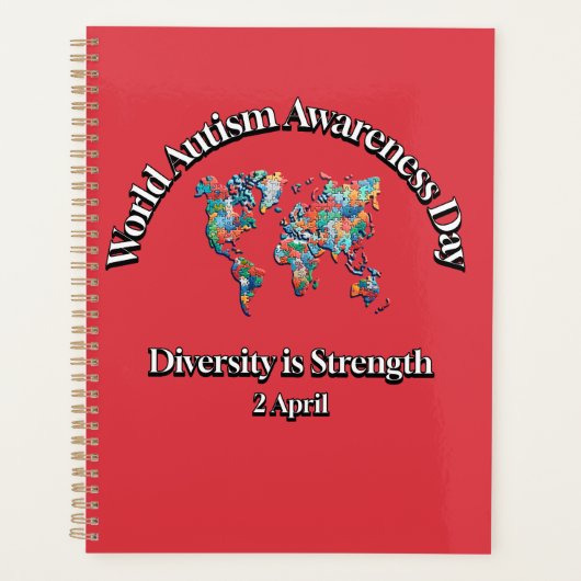 Wereld Autisme Bewustzijn Dag. Diversiteit is krac Planner (Voorkant)