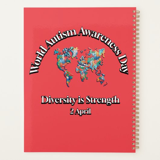 Wereld Autisme Bewustzijn Dag. Diversiteit is krac Planner (Achterkant)