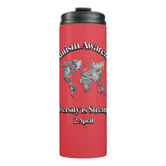 Wereld Autisme Bewustzijn Dag. Diversiteit is krac Thermosbeker (Voorkant)