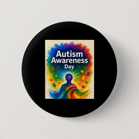 Wereld autisme bewustzijnsdag 2 april ronde button 5,7 cm (Voorkant)