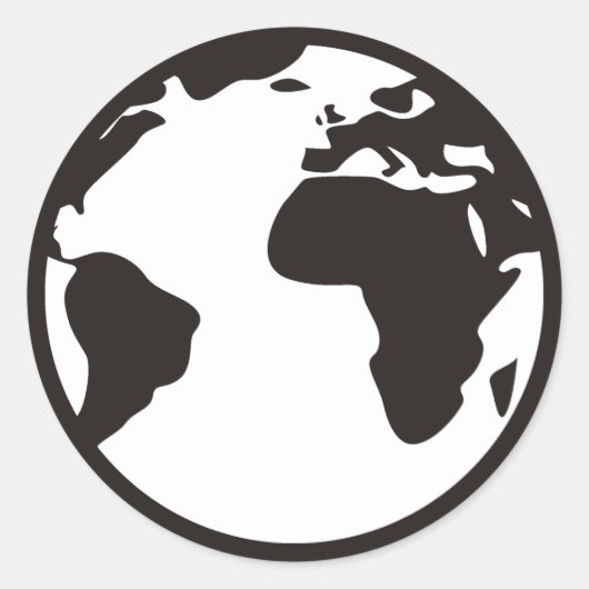 Wereld B/W Ronde Sticker (Voorkant)