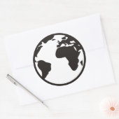Wereld B/W Ronde Sticker (Envelop)