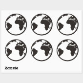 Wereld B/W Ronde Sticker (Vel)