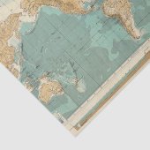 Wereld badyorografische kaart tissuepapier (Detail)