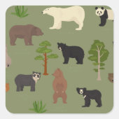 Wereld Beer Wildlife Vierkante Sticker (Voorkant)