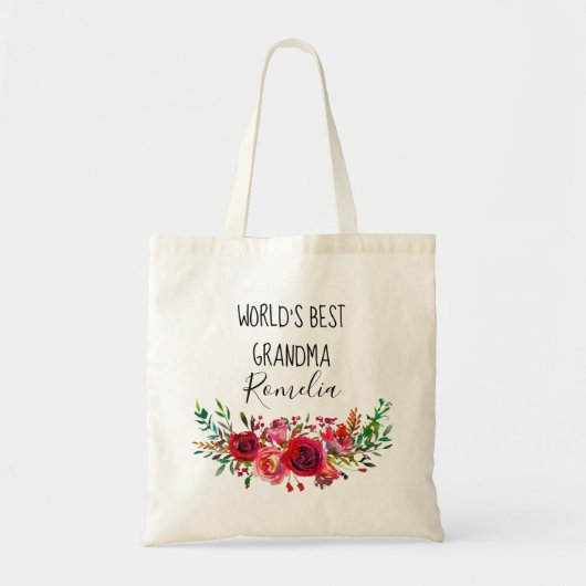Wereld Best Grandma Waterverf Floral Tote Bag (Voorkant)