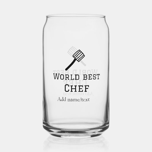Wereld beste chef-kok naam toevoegen tekst koken b blikvorm glas (Voorkant)