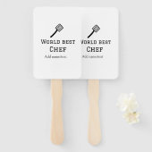 Wereld beste chef-kok naam toevoegen tekst koken b handwaaier (Voorkant en achterkant)
