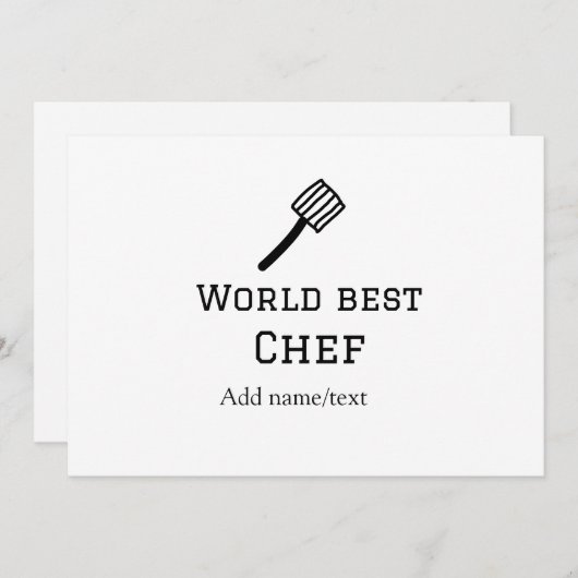Wereld beste chef-kok naam toevoegen tekst koken b kaart (Voorkant / Achterkant)