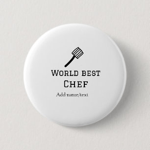 Wereld beste chef-kok naam toevoegen tekst koken b ronde button 5,7 cm