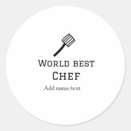 Wereld beste chef-kok naam toevoegen tekst koken b ronde sticker