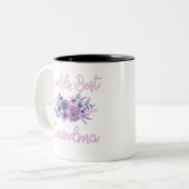 Wereld Beste grootmahemd Paarse Aqua Flower Tweekleurige Koffiemok (Voorkant links)