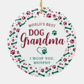 Wereld Beste hond Grootma Paw Drukt Pet Foto Keramisch Ornament (Achterkant)