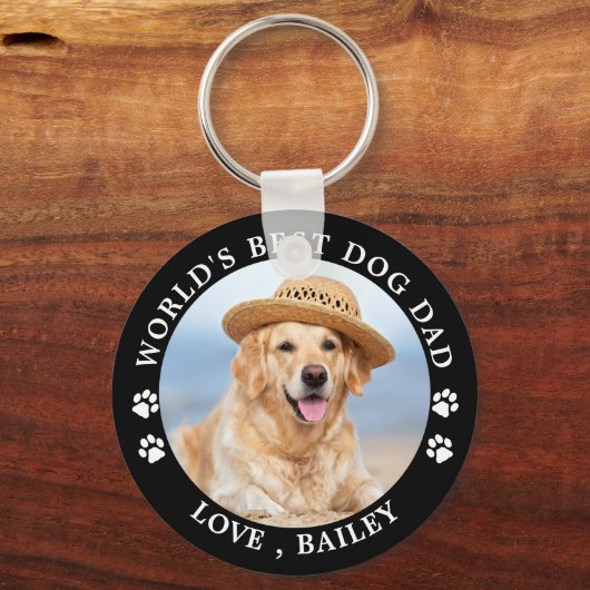 Wereld Beste hond Pap Persoonlijke foto van Cute P Sleutelhanger (Voorkant)