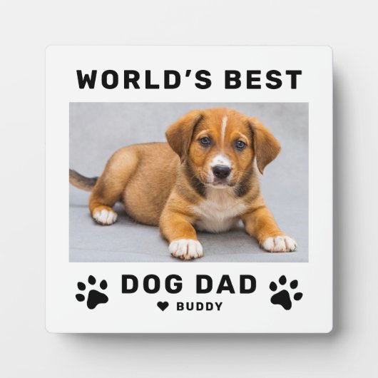 Wereld Beste hond Pap White Square Aangepaste foto Fotoplaat (Voorkant)