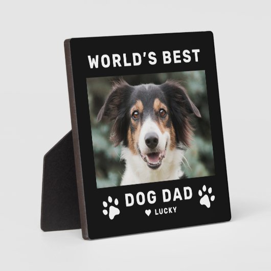Wereld Beste hond papa Black Square Aangepaste fot Fotoplaat (Voorkant)