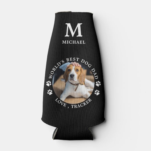 Wereld Beste hond Papa personaliseert Monogram Pet Flesjeskoeler (Voorkant)
