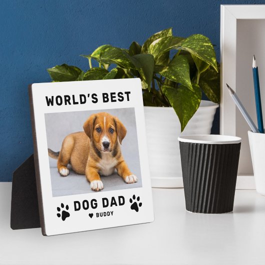 Wereld Beste Hond Papa Witte Huisdier Foto Fotoplaat