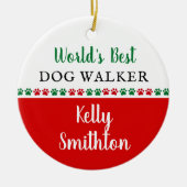 Wereld Beste hond Walker Dank je kerstcadeau Keramisch Ornament (Voorkant)