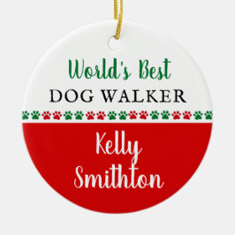 Wereld Beste hond Walker Dank je kerstcadeau Keramisch Ornament