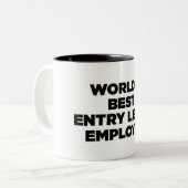 Wereld beste instapniveau werknemer tweekleurige koffiemok (Voorkant links)