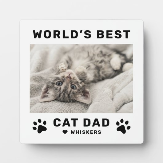 Wereld beste kat pap wit vierkant Aangepaste foto Fotoplaat (Voorkant)