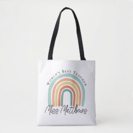 Wereld Beste leraar Kindergarten Rainbow Gift Tote Bag