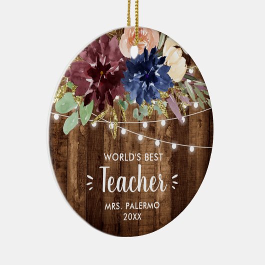 Wereld Beste leraar Persoonlijke Barn Fairy Lichte Keramisch Ornament (Rechts)