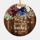 Wereld Beste leraar Persoonlijke Barn Fairy Lichte Keramisch Ornament (Voorkant)