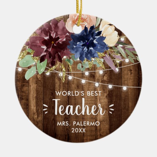 Wereld Beste leraar Persoonlijke Barn Fairy Lichte Keramisch Ornament (Voorkant)