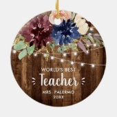 Wereld Beste leraar Persoonlijke Barn Fairy Lichte Keramisch Ornament (Achterkant)