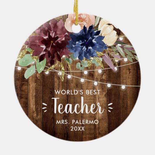 Wereld Beste leraar Persoonlijke Barn Fairy Lichte Keramisch Ornament (Achterkant)