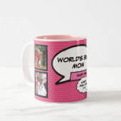 Wereld Beste mama Foto Collage Fun Girly Pink Tweekleurige Koffiemok (Voorkant links)