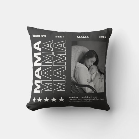 Wereld Beste Mama Typografie en aangepaste foto Kussen (Voorkant)