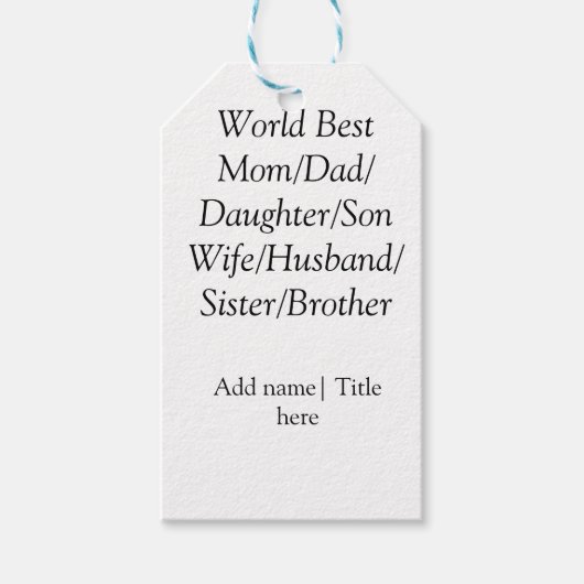 Wereld beste moeder echtgenoot vrouw vader dochter cadeaulabel (Voorkant)