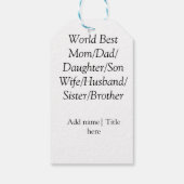 Wereld beste moeder echtgenoot vrouw vader dochter cadeaulabel (Achterkant)