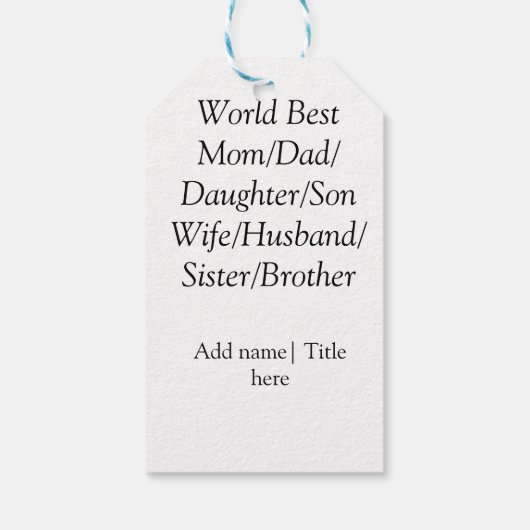 Wereld beste moeder echtgenoot vrouw vader dochter cadeaulabel (Achterkant)