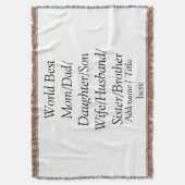 Wereld beste moeder echtgenoot vrouw vader dochter deken (Voorkant Verticaal)