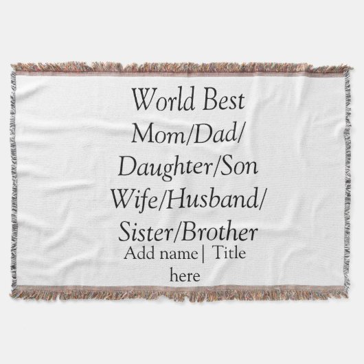 Wereld beste moeder echtgenoot vrouw vader dochter deken (Voorkant)