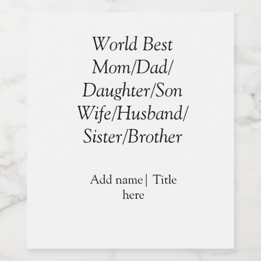 Wereld beste moeder echtgenoot vrouw vader dochter wijn etiket (Enkel label)